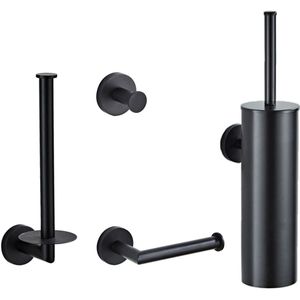 Saniclear Nero toilet accessoiresset 4-delig zwart mat