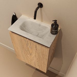 Mondiaz Ture DLux toiletmeubel 40cm washed oak met wastafel opalo midden zonder kraangat