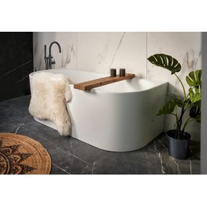 Xenz Fay half vrijstaand bad acryl 155x80x61cm met badvulcombinatie wit glans
