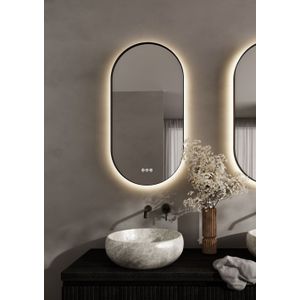 Thebalux M14 spiegel 45x90cm met verlichting en verwarming mat zwart