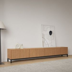 Livli Canberra staand tv meubel 280cm naturel eiken ribbelfront