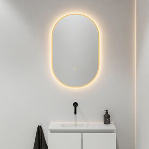 Mondiaz Glow ovale spiegel 45x90cm met verlichting ocher