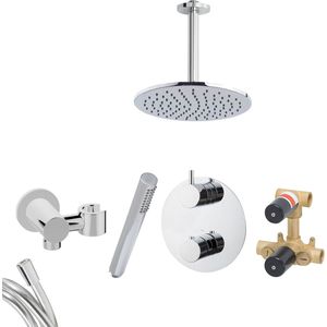 Mueller Round inbouw regendouche rond met 30cm hoofddouche en plafondarm 20cm chroom