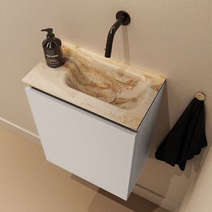 Mondiaz Ture DLux toiletmeubel 40cm linen met wastafel frappe rechts zonder kraangat