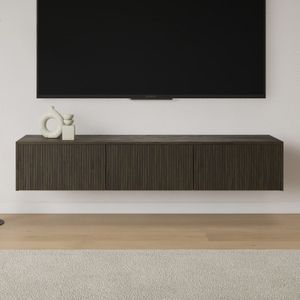 Livli Sydney zwevend tv meubel 180cm eiken charcoal ribbelfront