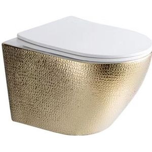 Sanigoods Star Croco toiletpot randloos met zitting goud