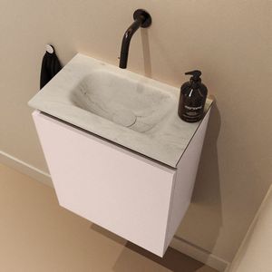 Mondiaz Ture DLux toiletmeubel 40cm rosee met wastafel opalo midden zonder kraangat