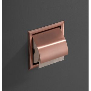 Saniclear Copper inbouw toiletrol houder met klep geborsteld koper