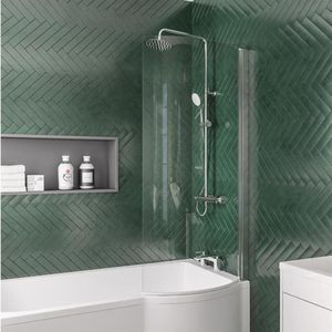 Eastbrook P-Shape badwand rechts 75x140cm chroom