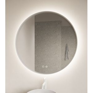 Gliss Design Athena ronde spiegel mat wit 60cm met verlichting en verwarming