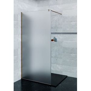 Saniclear Blurred douchewand matglas 130x200cm verouderd messing