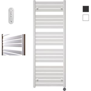 Sanicare Moda elektrische radiator 60x160cm wit mat met afstandsbediening en thermostaat zwart rechtsonder