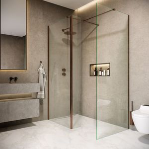 Saniclear Rivo inloop douchecabine 140x100cm met 40cm zijwand en 60cm vrije inloop verouderd messing