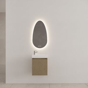 Gliss Design Timotheus toiletmeubel met ribbelfront 40cm ash gray met keramische fontein