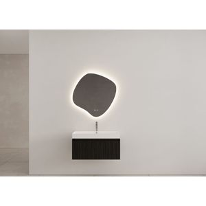 Gliss Design Timotheus badmeubel met ribbelfront 90cm black veneer met mat witte wastafel Lako