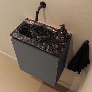 Mondiaz Ture DLux toiletmeubel 40cm dark grey met wastafel lava links zonder kraangat