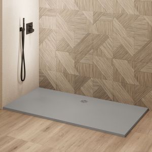 Saniclear Modo douchebak 170x100cm met stone finish lichtgrijs