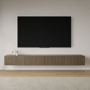 Livli Sydney zwevend tv meubel 280cm grijs eiken ribbelfront