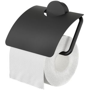 Geesa Opal toiletrolhouder met klep zwart
