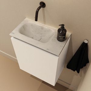 Mondiaz Ture DLux toiletmeubel 40cm talc met wastafel opalo links zonder kraangat