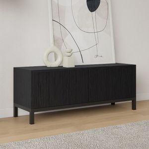Livli Canberra staand tv meubel 160cm zwart eiken ribbelfront
