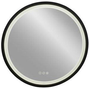 Plieger Nero Round spiegel rond 80 cm met LED met touch bediening