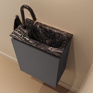 Mondiaz Ture DLux toiletmeubel 40cm dark grey met wastafel lava rechts met kraangat