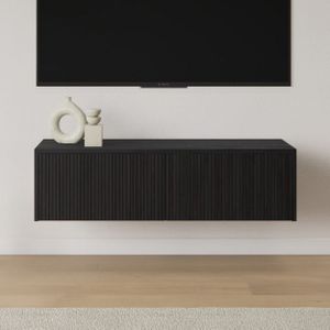 Livli Sydney zwevend tv meubel 140cm zwart eiken ribbelfront