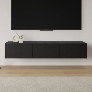 Livli Sydney zwevend tv meubel 220cm zwart eiken ribbelfront