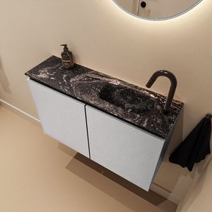 Mondiaz Ture DLux toiletmeubel 80cm plata met wastafel lava rechts met kraangat