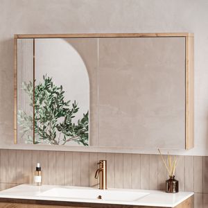 Fontana Basic spiegelkast 100cm met 2 deuren warm eiken
