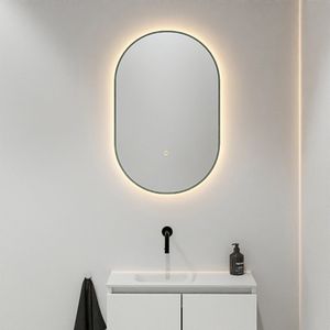 Mondiaz Glow ovale spiegel 45x90cm met verlichting army