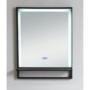 B-Stone Saval zwart RVS spiegel met LED verlichting en spiegelverwarming 55x70cm