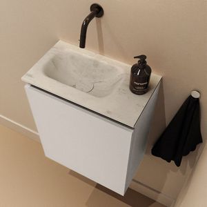 Mondiaz Ture DLux toiletmeubel 40cm linen met wastafel opalo links zonder kraangat
