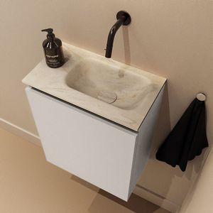 Mondiaz Ture DLux toiletmeubel 40cm linen met wastafel ostra rechts zonder kraangat