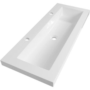 Brauer Spring wastafel mineraalmarmer 100cm met 2 kraangaten wit glans