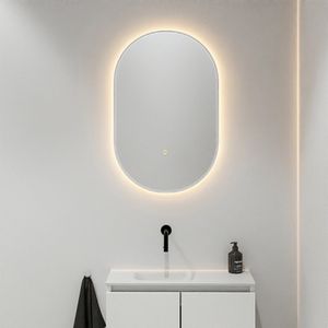 Mondiaz Glow ovale spiegel 45x90cm met verlichting linen
