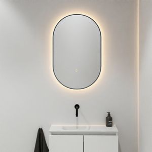Mondiaz Glow ovale spiegel 45x90cm met verlichting dark grey