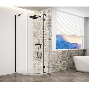 Gelco Trinity kwartronde douchecabine 90x90cm links helder glas zwart mat