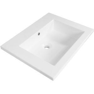 Brauer Solar Slim wastafel mineraalmarmer 60cm zonder kraangat wit glans