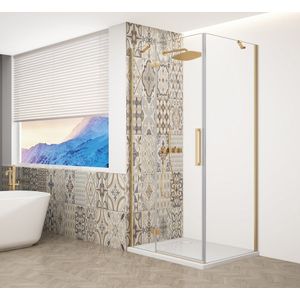 Gelco Trinity douchecabine met helder glas 100x80cm rechts goud