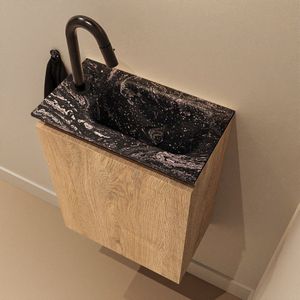 Mondiaz Ture DLux toiletmeubel 40cm washed oak met wastafel lava rechts met kraangat