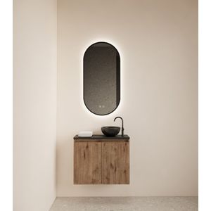 Gliss Design Echo toiletmeubel 60cm castle eiken met toppaneel zwart mat