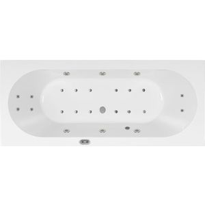 Lambini Designs Round bubbelbad 190x90cm elektronisch 6+4+2 hydrojets en 12 aerojets met bedieningspaneel chroom