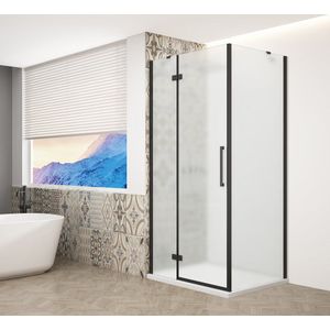 Gelco Trinity douchecabine met mat glas 120x90cm rechts zwart mat