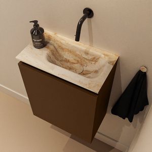 Mondiaz Ture DLux toiletmeubel 40cm rust met wastafel frappe rechts zonder kraangat