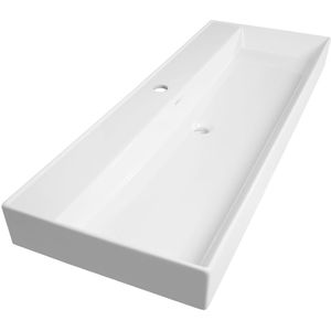 Brauer Lunar wastafel keramiek 120cm met 1 kraangat wit glans