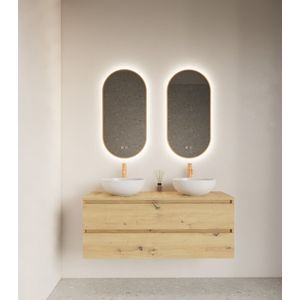 Gliss Design Aura ovale spiegel 50x100cm met LED-verlichting en verwarming koper