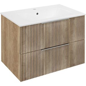 Sapho Cirasa wastafel onderkast met ribbelfront 70x46x52cm eiken