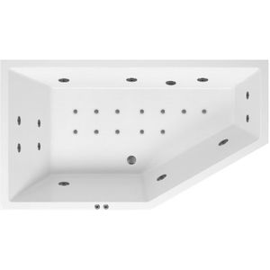 Lambini Designs Florence bubbelbad 160x90cm elektronisch links met 6+4+2 hydrojets en 12 aerojets RVS